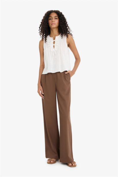 High Waist Wide Leg Satin Trousers