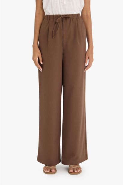 High Waist Wide Leg Satin Trousers