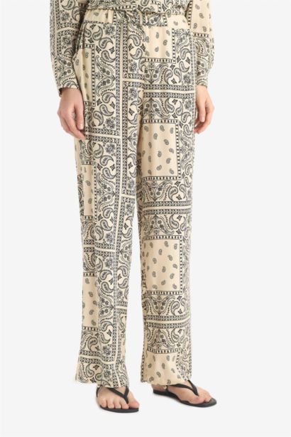 Regular Fit Paisley Viscose Beach Trousers