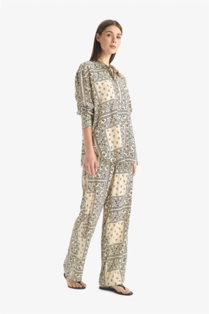 Regular Fit Paisley Viscose Beach Trousers