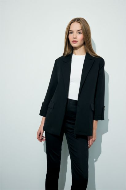 Oversıze Ceket Yaka Basic Blazer Ceket