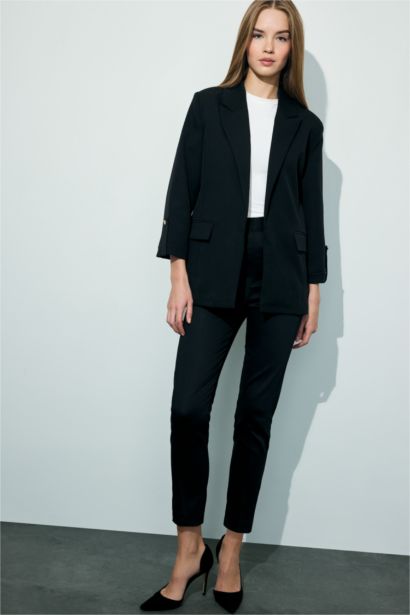 Oversıze Ceket Yaka Basic Blazer Ceket