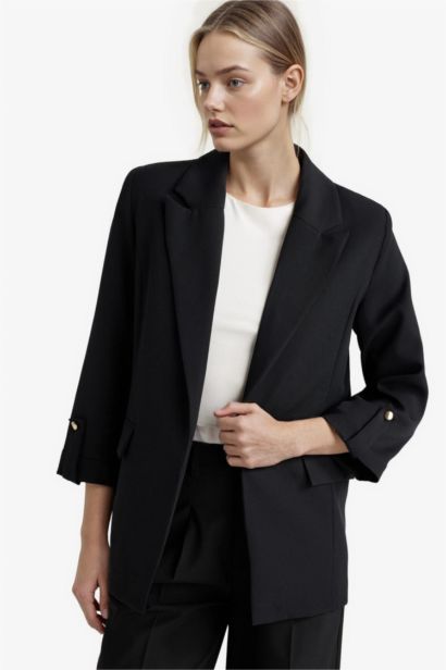 Oversıze Ceket Yaka Basic Blazer Ceket