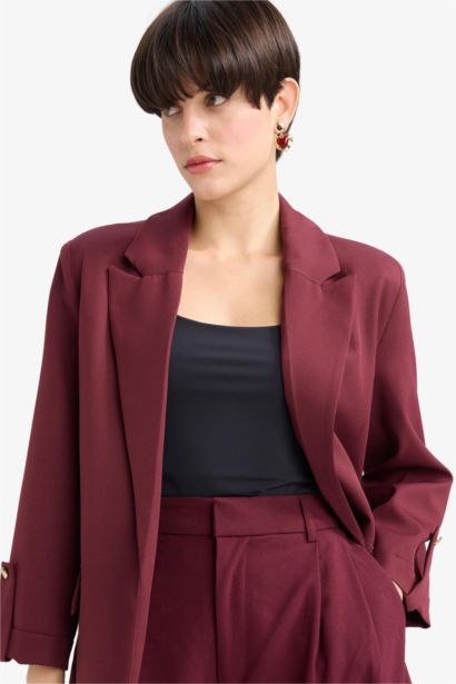 Veste blazer oversize basique à col tailleur