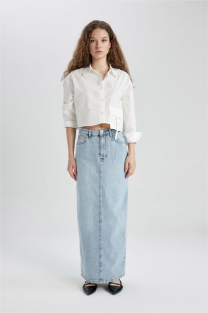 Long  Fıt Jean Uzun Boy Etek