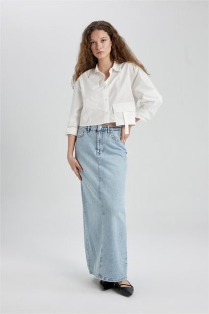 Long  Fıt Jean Uzun Boy Etek