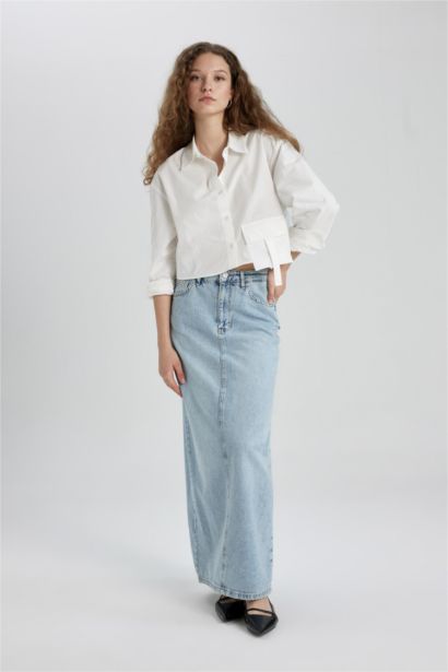 Long  Fıt Jean Uzun Boy Etek