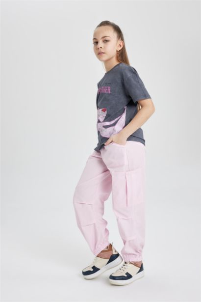 Girl Parachute Cargo Cotton Trousers