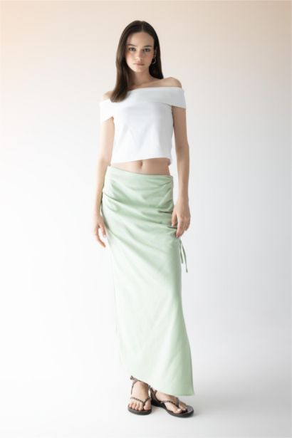 A Cut linen Maxi Skirt