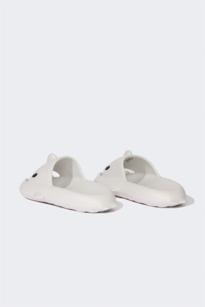 شبشب اولادي إيفا بكعب سميك بشريط مفرد رمادي