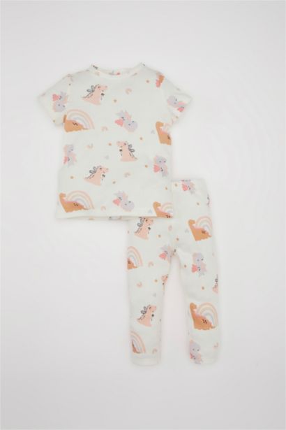 Baby Girl Dinosaur Printed 2 Piece Pajama Set