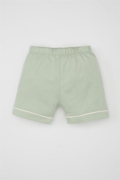 طقم بيجاما مطرز ممشط نص كم - قطعتين