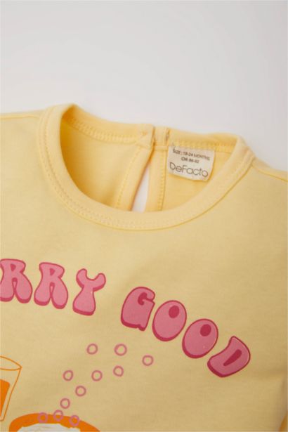 طقم بيجاما بناتي برقبة مستديرة - قطعتين