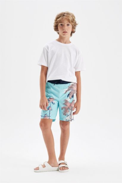 Boy Palm Tree Patterned Swim Shorts
