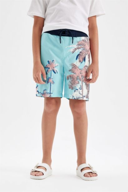 Boy Palm Tree Patterned Swim Shorts