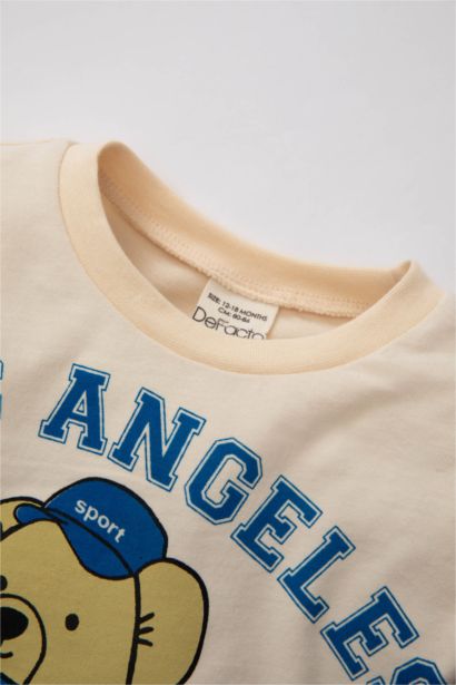 Baby Boy Crew Neck Bear Printed Long Sleeve T-Shirt