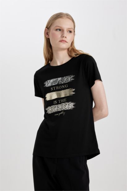 T-Shirt à Coupe Relax et Col Rond à Motif D'Animaux et Manches Courtes