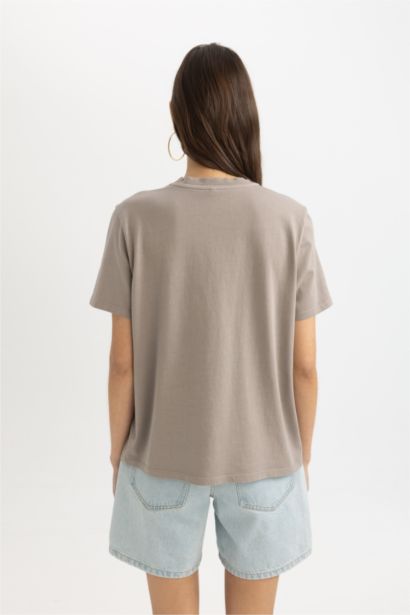 T-Shirt coupe régulière imprimé Effet Délavé à Manches Courtes à Col Rond