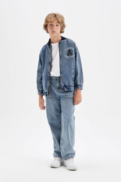 Boy College Collar Bomber Denim Jacket