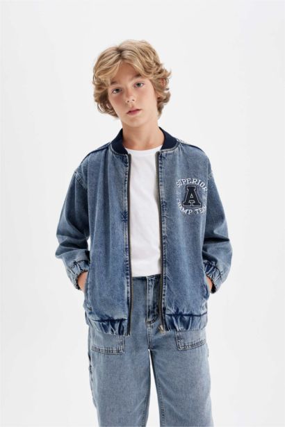 Boy College Collar Bomber Denim Jacket