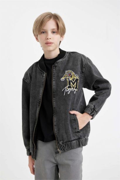 Boy College Collar Bomber Denim Jacket