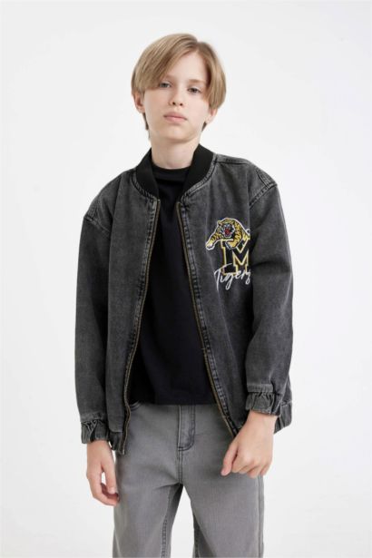 Boy College Collar Bomber Denim Jacket
