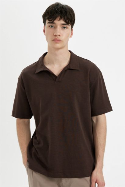 Relax Fit Basic Düz Kısa Kollu Polo Tişört