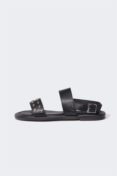 Sandales à Double Bandes à Semelles Plates pour Femme