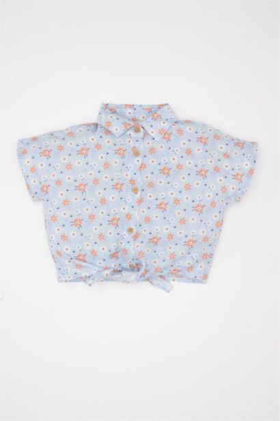 Baby Girl Patterned Short Sleeve Shirt