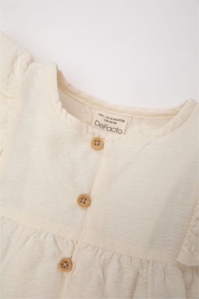 Chemise à Manches Courtes et Col Rond pour Bébé Fille