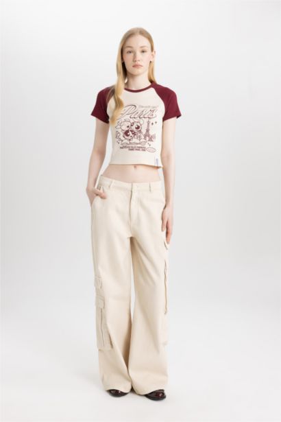 T-Shirt Slim imprimé Powerpuff Girls à manches courtess à Col Rond