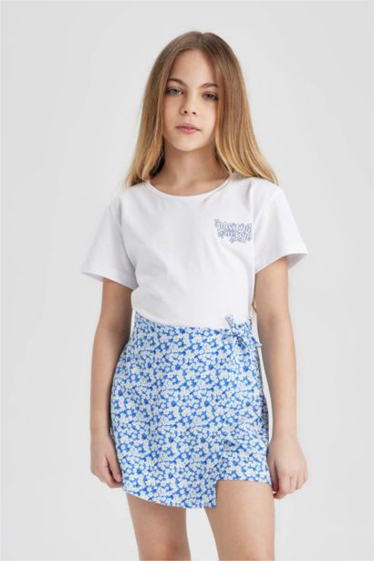 Girl Short Sleeve T-Shirt Skirt 2 Piece Set