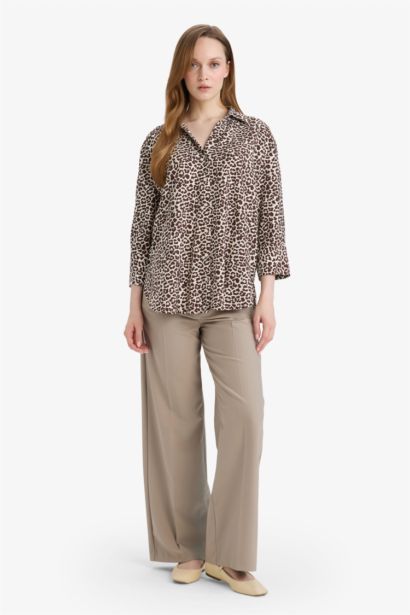 Regular Fit Shirt Collar Printed Long Sleeve Shirt