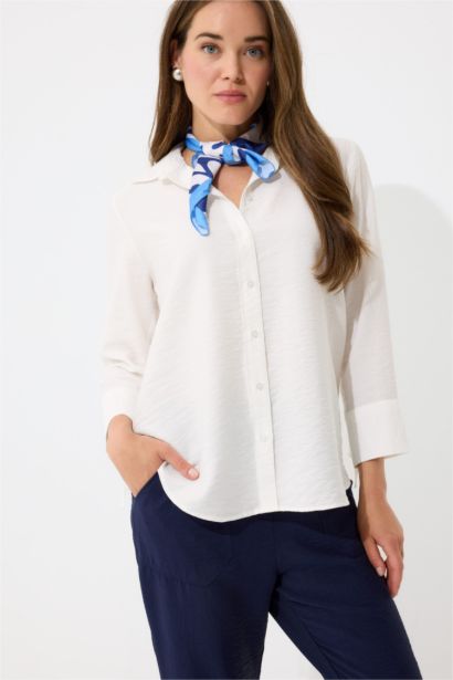 قميص سادة ردن طويل قصة عادية