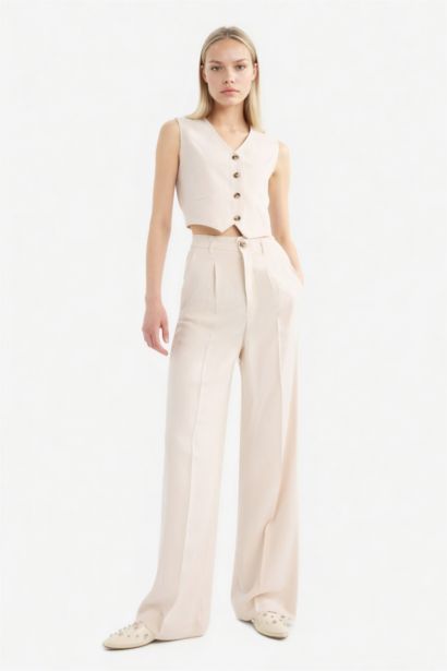 V Neck Linen Blend Vest