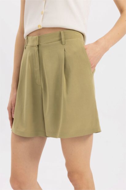 Linen Blended High Waist Ankle Length Shorts
