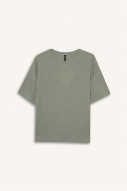 تيشيرت نص ردن قصة مريحة بياخة مستديرة