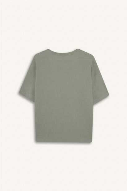 تيشيرت نص ردن قصة مريحة بياخة مستديرة