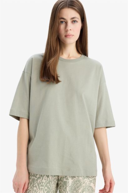 Oversize Fit Crew Neck Basic Cotton Short Sleeve T-Shirt