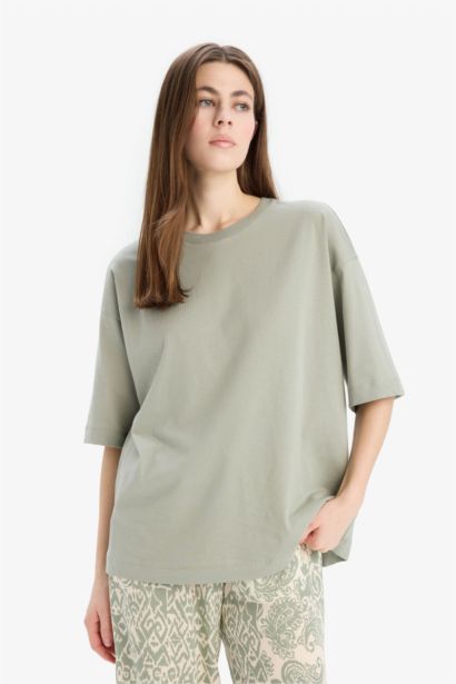 Oversize Fit Crew Neck Basic Cotton Short Sleeve T-Shirt