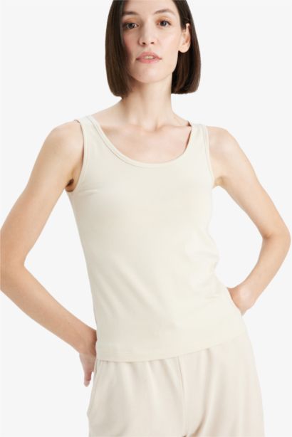 Slim Fit Basic Ribana Round Collar Sleeveless Tank Top
