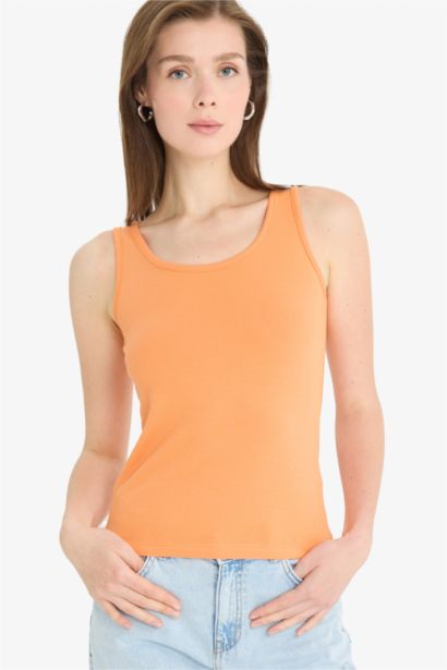 Slim Fit Basic Ribana Round Collar Sleeveless Tank Top