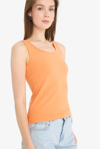 Slim Fit Basic Ribana Round Collar Sleeveless Tank Top
