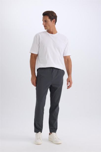 Relax Fit Straight Leg Summer Fabric Trousers