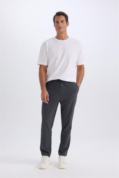 Relax Fit Straight Leg Summer Fabric Trousers