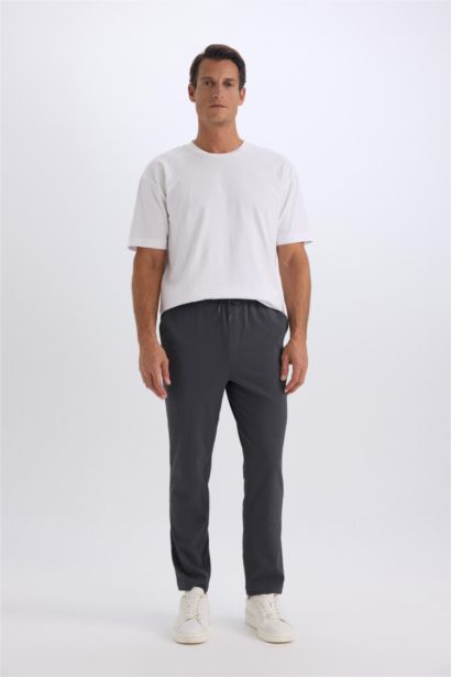 Relax Fit Straight Leg Summer Fabric Trousers