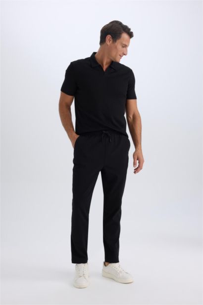 Relax Fit Straight Leg Summer Fabric Trousers