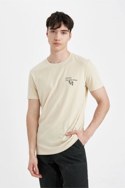 Slim Fit Crew Neck Printed Short Sleeve T-Shirt