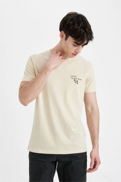 Slim Fit Crew Neck Printed Short Sleeve T-Shirt