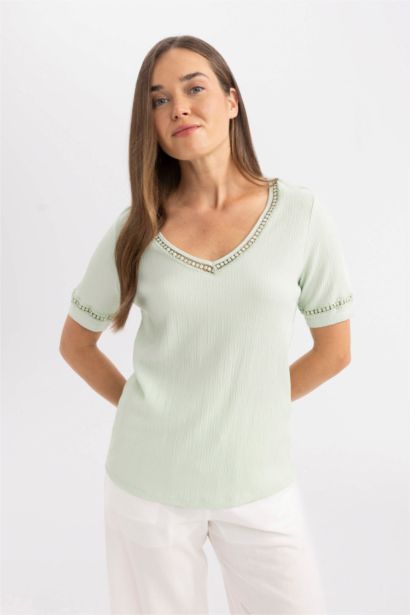 V Neck Short Sleeve T-Shirt
